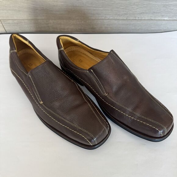 Sandro Moscolini Brown Pebble Distressed‎ Leather Loafer Shoes Men 10.5 D Casual main image 13